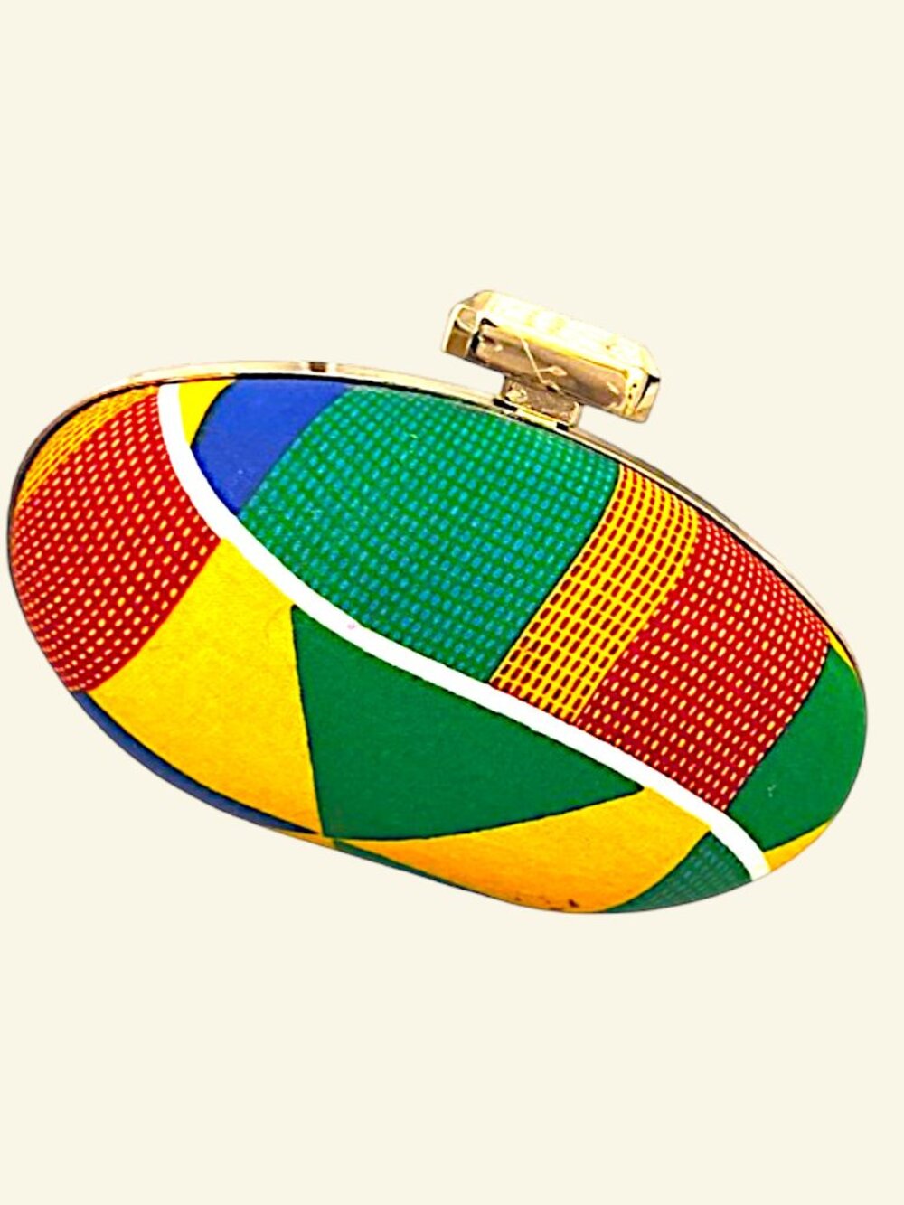 African Women's Geometric Multicolored Hard Shell Clutch Bag 2" x 4"x 6.5"